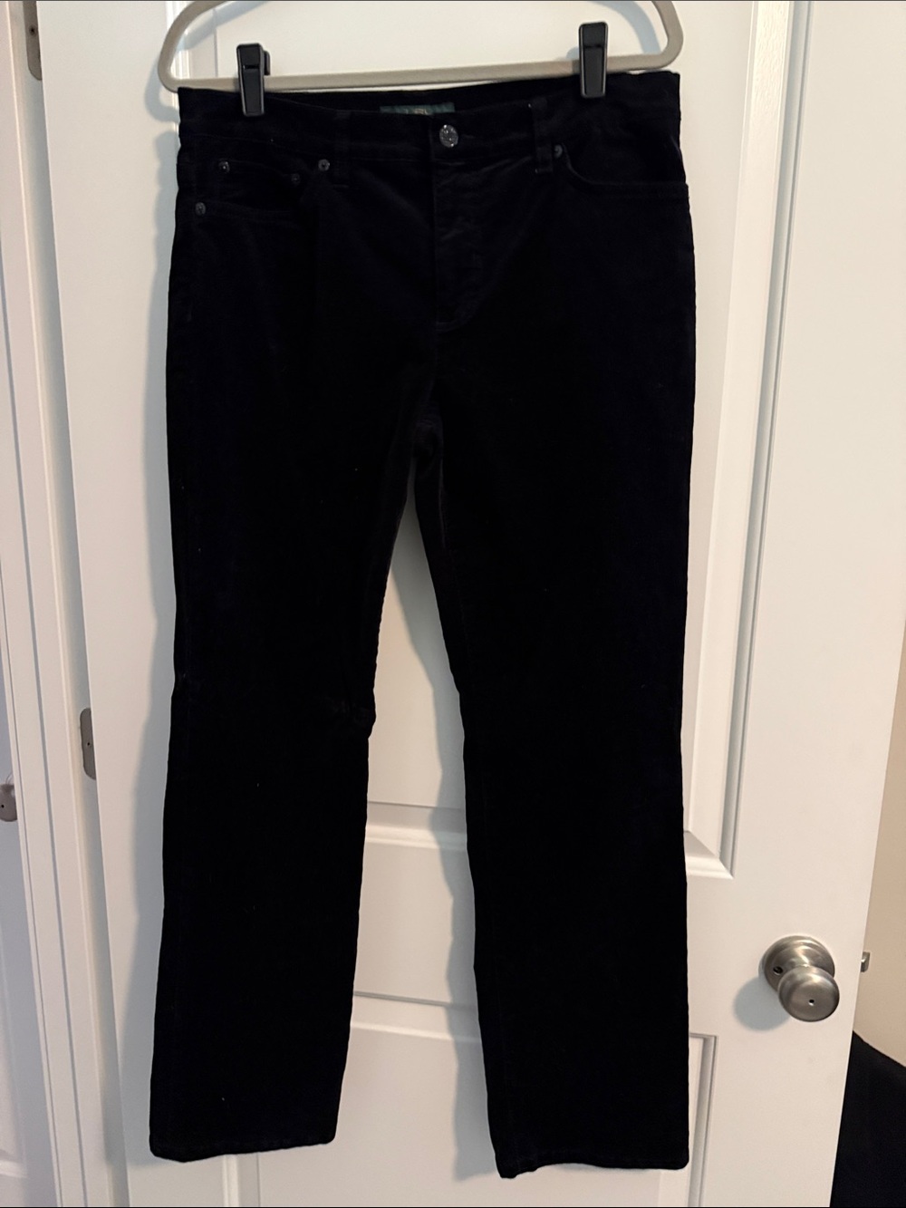 Ralph Lauren Black Velvet Jeans Designer Pants Soft Luxe